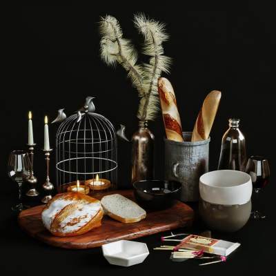 北欧面包 食物 烛台